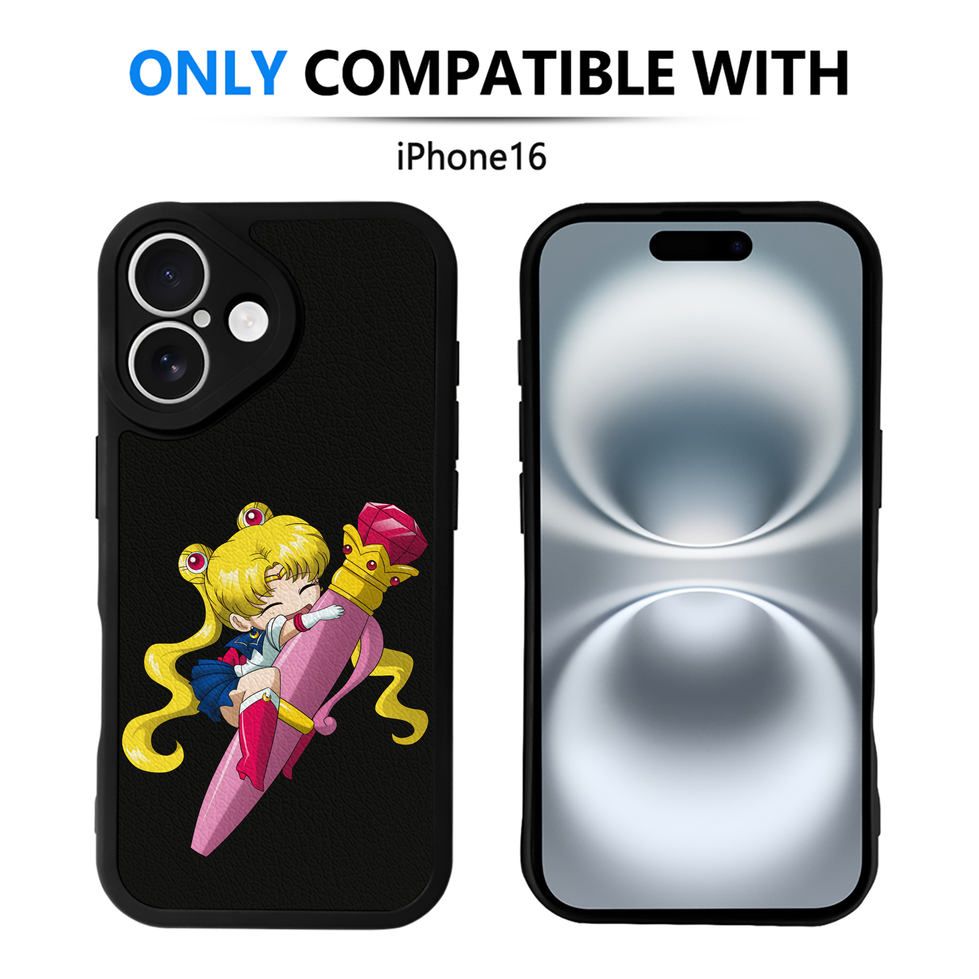 （画像用） 美少女戦士セーラームーン 月野 うさぎ つきの うさぎ Sailor Moon Tsukino Usagi 【iPhone 16シリーズ対応】シリコンスマホケース（レザー調） 材質：シリコン